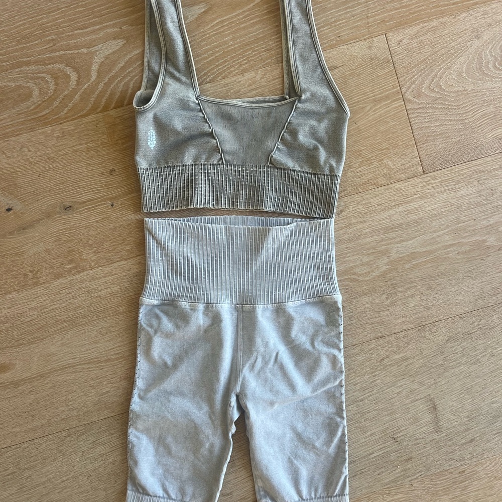 Free People Set Good Karma Bra and Long Bike Shorts Xs/S NWOT